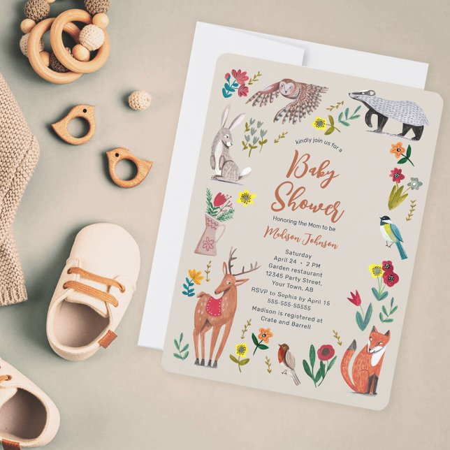Cute Woodland Animals Neutral Baby Shower Invitation (Creator Uploaded)