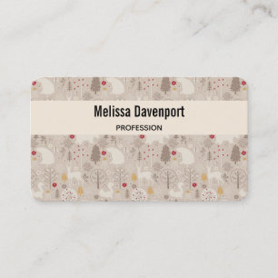 Cute Woodland Animals Nordic Pattern Business Card