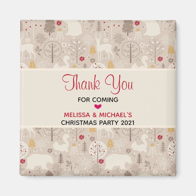 Cute Woodland Animals Nordic Pattern Christmas Magnet (Front)