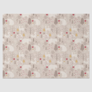 Cute Woodland Animals Nordic Pattern Christmas Tissue Paper