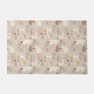 Cute Woodland Animals Nordic Pattern Doormat
