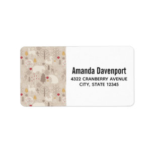 Cute Woodland Animals Nordic Pattern Label