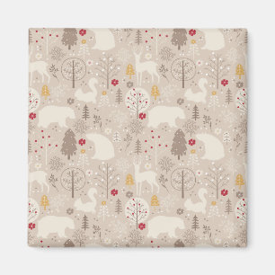 Cute Woodland Animals Nordic Pattern Magnet