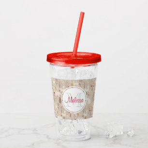 Cute Woodland Animals Nordic Pattern Monogram Acrylic Tumbler