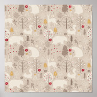 Cute Woodland Animals Nordic Pattern