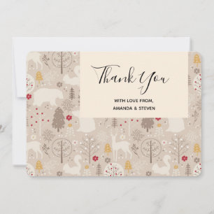 Cute Woodland Animals Nordic Pattern Thank You Card