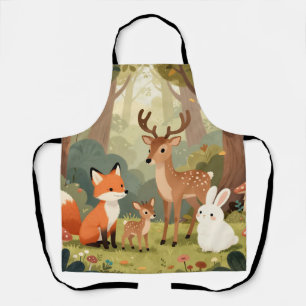 Cute Woodland Animals Nursery Scene Apron