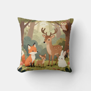 Cute Woodland Animals Nursery Scene Cushion