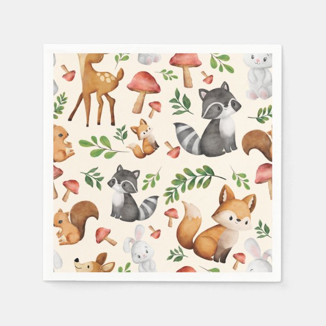 Cute woodland animals party napkins - Baby Shower (Front)