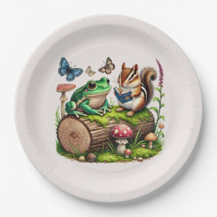 Cute woodland animals party paper plate