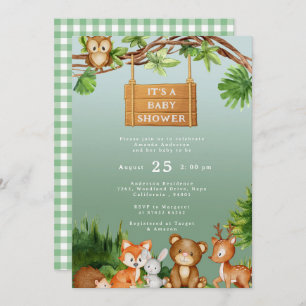 Cute Woodland Animals Personalised Baby Shower Invitation