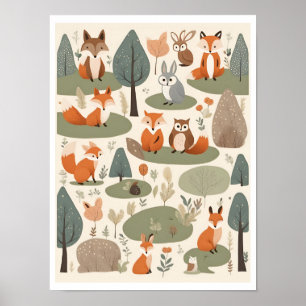 Cute Woodland Animals  Poster