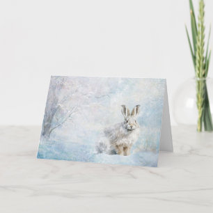 Cute Woodland Animals Rabbit In Snow Greeting  Card