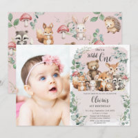Cute Woodland Animals Wild One 1st Birthday Photo
