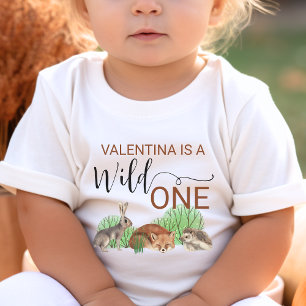 Cute Woodland Animals Wild One First 1st Birthday Toddler T-Shirt