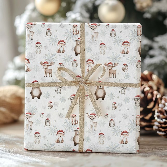 Cute Woodland Animals Winter Wonderland Decoupage Wrapping Paper (Creator Uploaded)