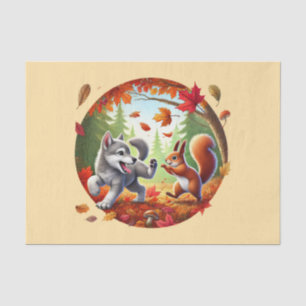 Cute woodland animals wolf squirrel tissue paper