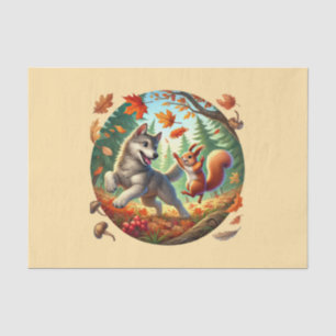 Cute woodland animals wolf squirrel tissue paper