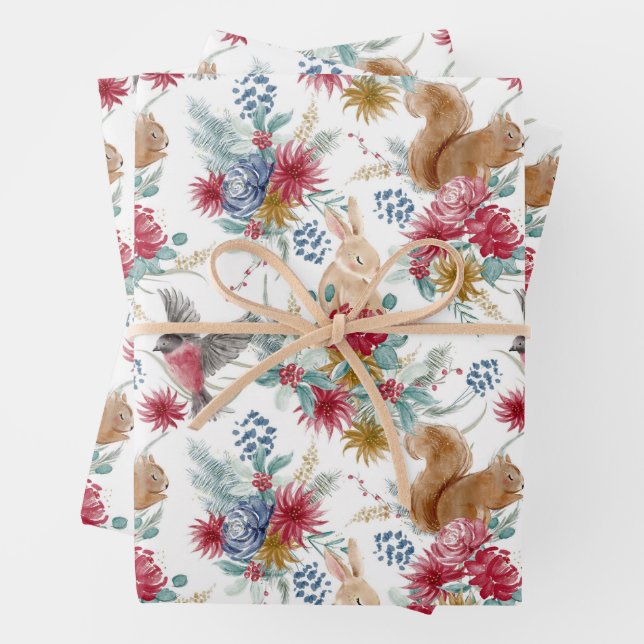 Cute Woodland Animals Wrapping Paper Sheet (In situ)