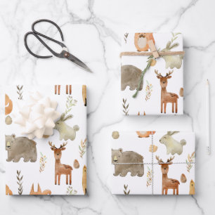 Cute Woodland Animals Wrapping Paper Sheet