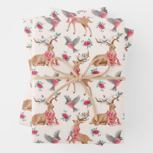 Cute Woodland Animals Wrapping Paper Sheet