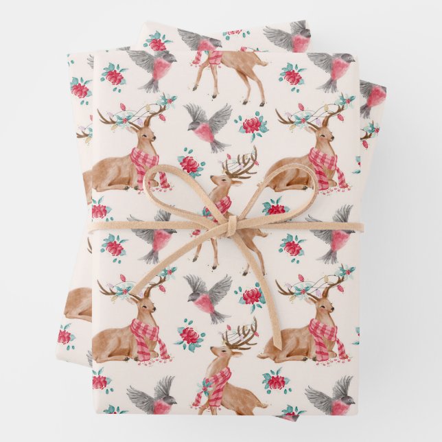 Cute Woodland Animals Wrapping Paper Sheet (In situ)