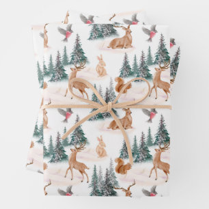 Cute Woodland Animals Wrapping Paper Sheet