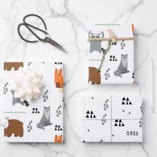 Cute Woodland Animals  Wrapping Paper Sheet