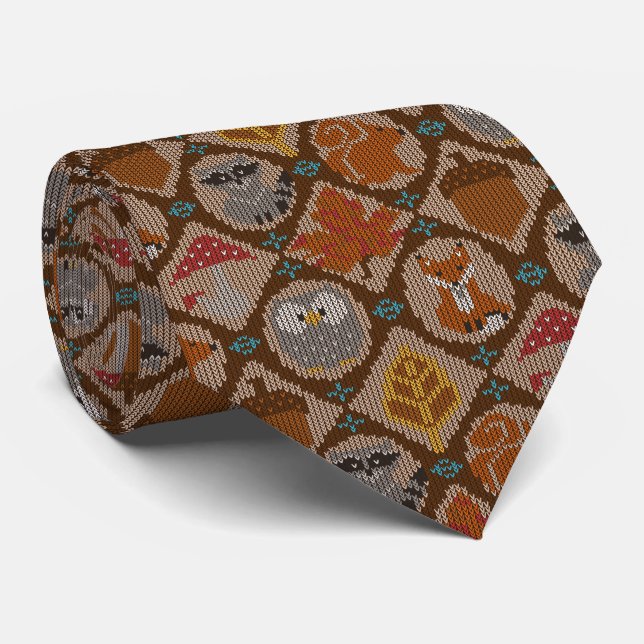 Cute Woodland Autumn Tie (Rolled)