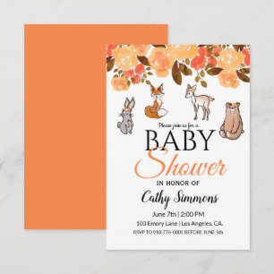 Cute Woodland Baby Animals Baby Shower Invitation