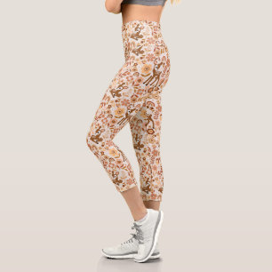 Cute Woodland Baby Deer Floral Pattern Capri Leggings