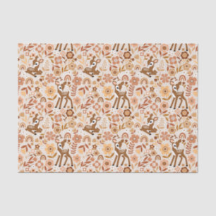 Cute Woodland Baby Deer Floral Pattern Tissue Paper