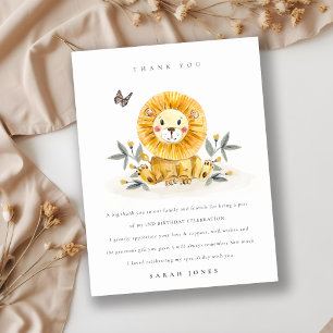 Cute Woodland Baby Lion Foliage Any Age Birthday Postcard