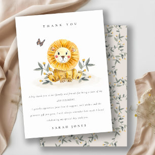 Cute Woodland Baby Lion Foliage Any Age Birthday Thank You Card