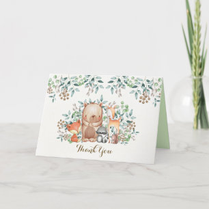 Cute Woodland Baby Shower / 1st Birthday Thank You Card