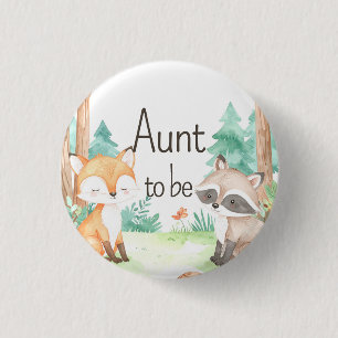 Cute Woodland Baby Shower Theme Aunt to Be 3 Cm Round Badge