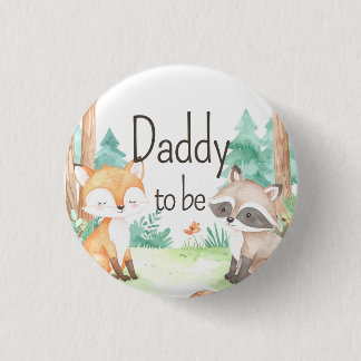 Cute Woodland Baby Shower Theme Daddy to Be 3 Cm Round Badge