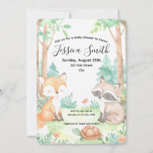 Cute Woodland Baby Shower Theme Invitation