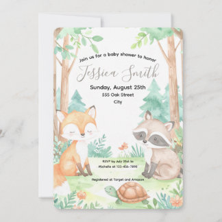 Cute Woodland Baby Shower Theme Invitation