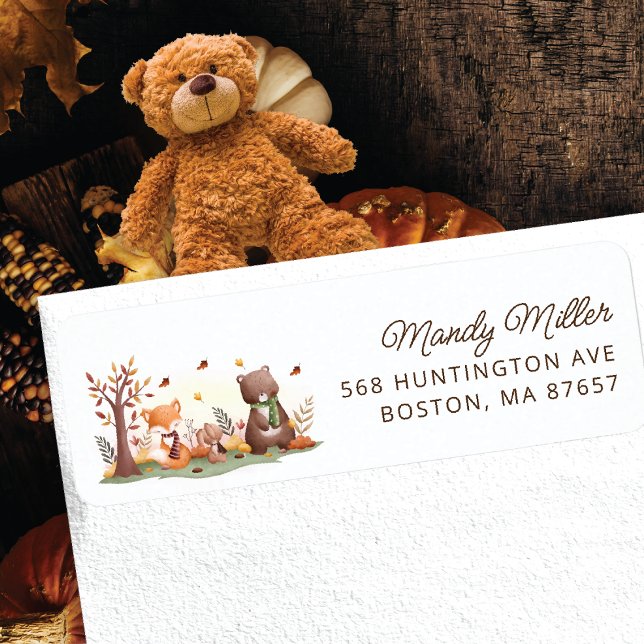 Cute Woodland Bear Address Label Return Address Label (Creator Uploaded)