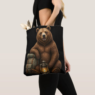 Cute Woodland Bear Cartoon T-Shirt Tote Bag