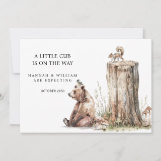 Cute Woodland Bear Cub Pregnancy Announcement