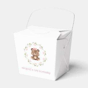 Cute Woodland Bear Eucalyptus Floral Birthday Favour Box