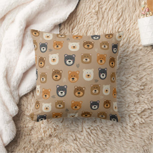Cute woodland bear kids cushion