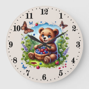 Cute woodland bear lovers large clock