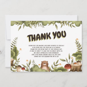 Cute Woodland bear whimsical Thank You Baby Shower Card