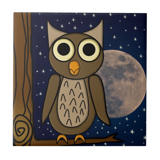 Cute Woodland Bird Artwork Ceramic Tile (Front)