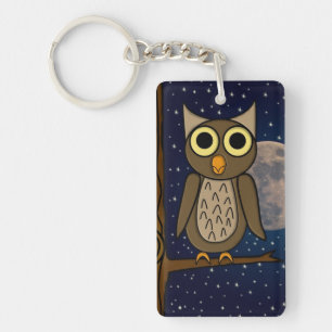 Cute Woodland Bird Artwork Key Ring