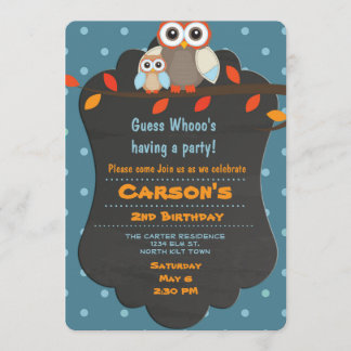Cute Woodland Birthday Owl Invitation