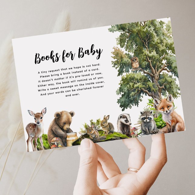 Cute Woodland Book Request Baby Shower Enclosure Card (Creator Uploaded)